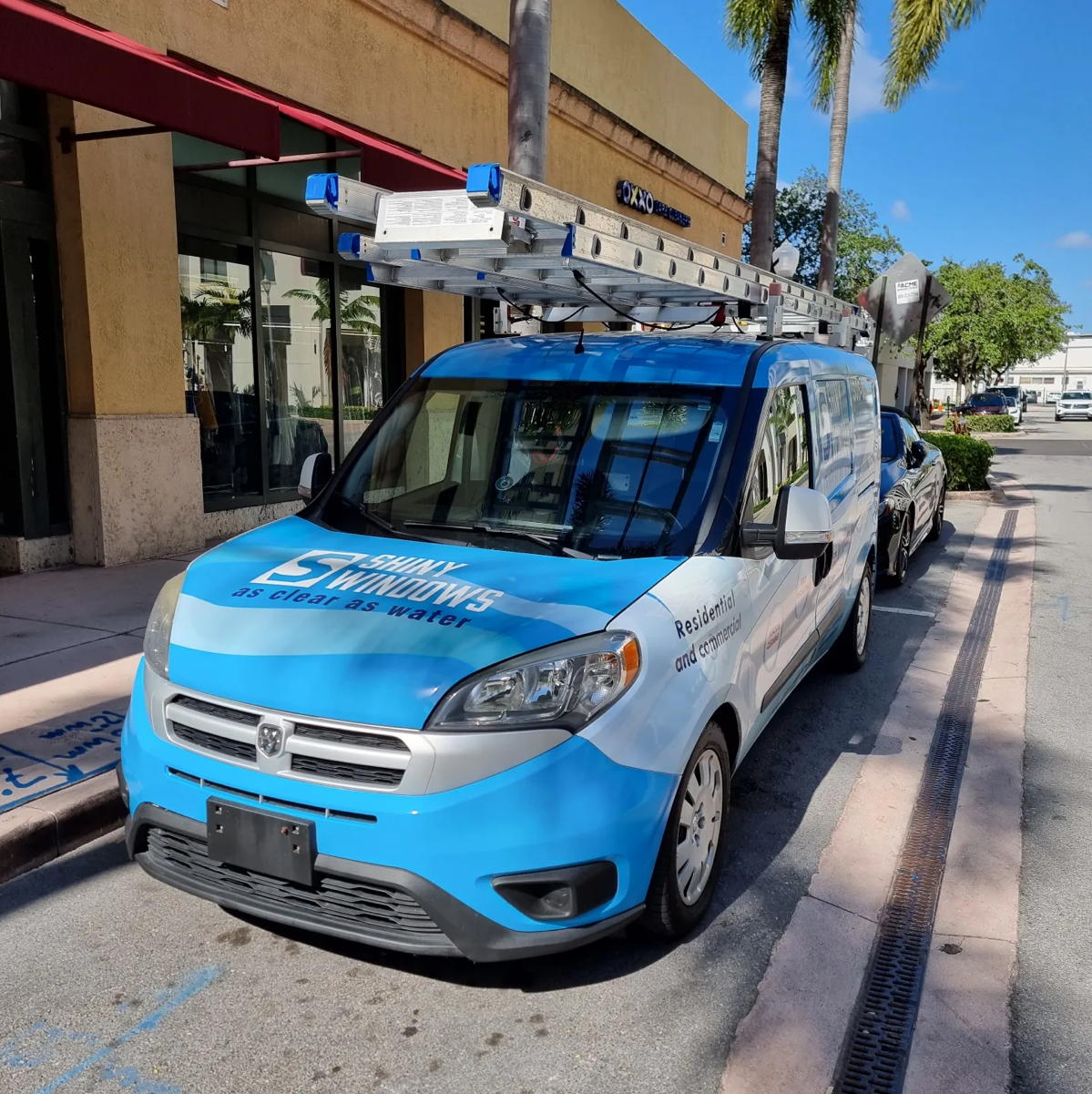 Shiny Windows branded service van in Coral Gables, FL